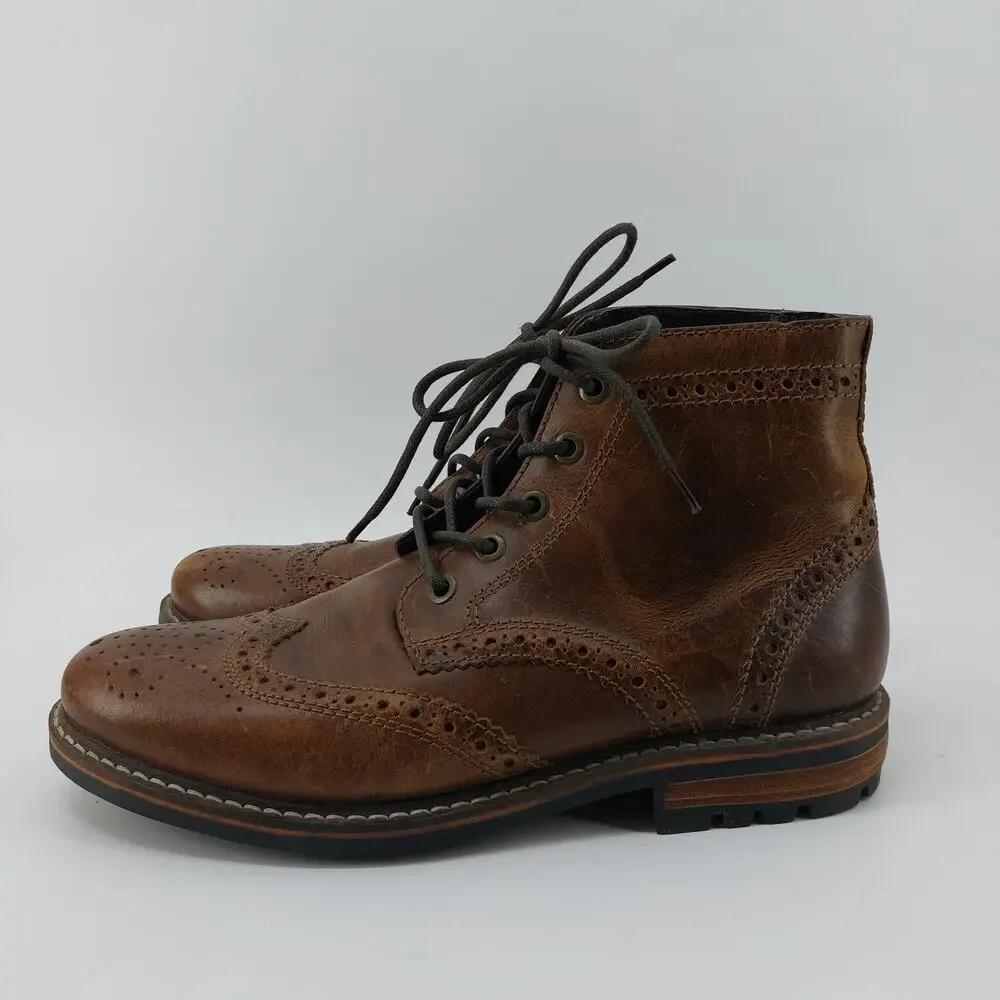 Crevo Speakeasy Memory Chestnut Lace Up Leather Boots Sz 11
